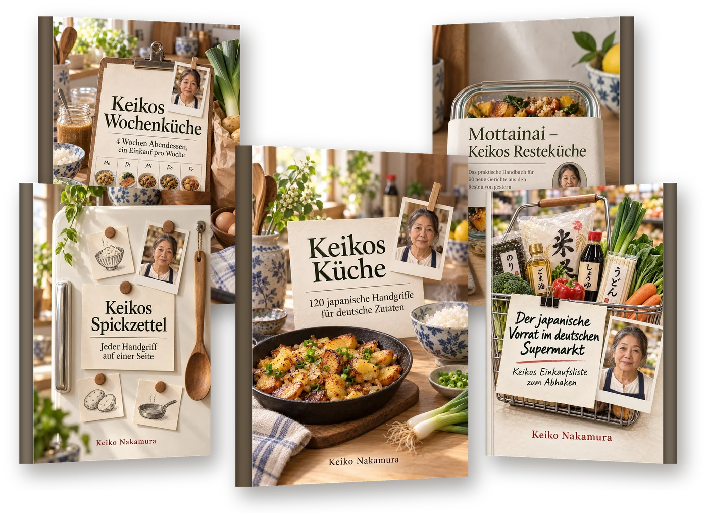 Alle fünf Bücher der Sammlung Keikos Küche